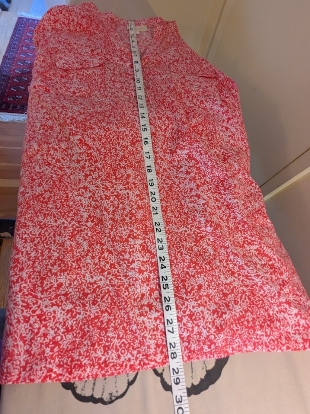 Lucy & Laurel Cotton Popover Blouse, Coral & White, Plus Size 2x - Picture 7 of 7